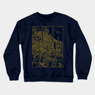 Guadalajara, Mexico City Map Typography - Gold Art Deco Crewneck Sweatshirt